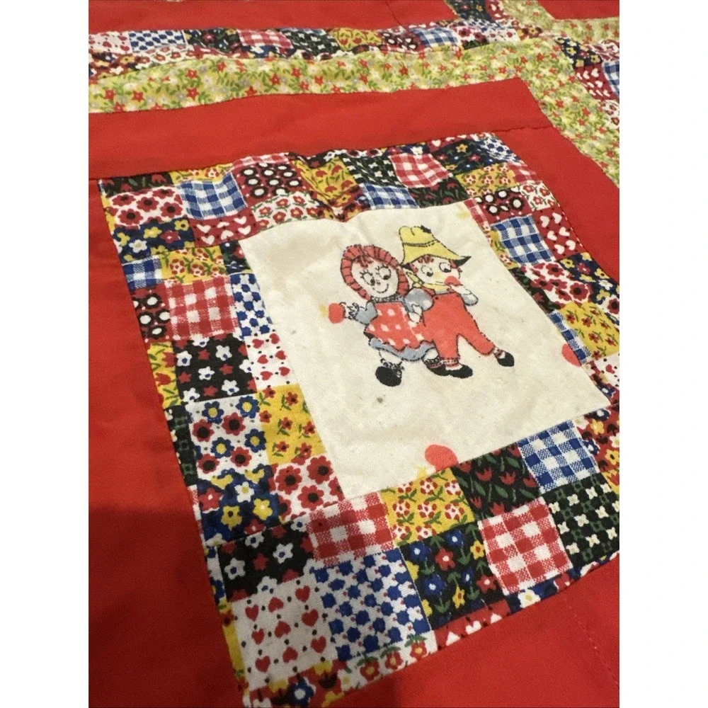 Vintage Raggedy‎ Ann & Andy Homemade Quilt Patchwork, Crib/Toddler Bed Size